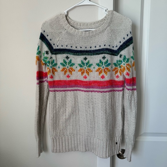 American Eagle Outfitters Jegging Sweater Fair Isle Size XS Cream Winter Fall - Picture 2 of 12